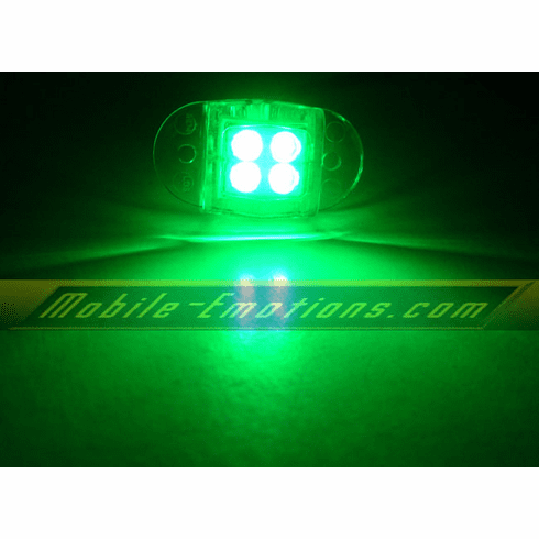 4 LED GREEN Motorcycle & Car Lights - Neon Glow from LEDS (Clear Case Design)