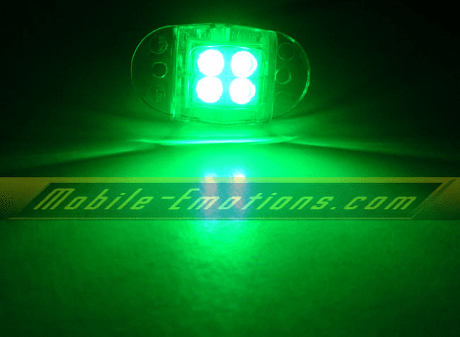 4 LED GREEN Motorcycle & Car Lights - Neon Glow from LEDS (Clear Case Design)