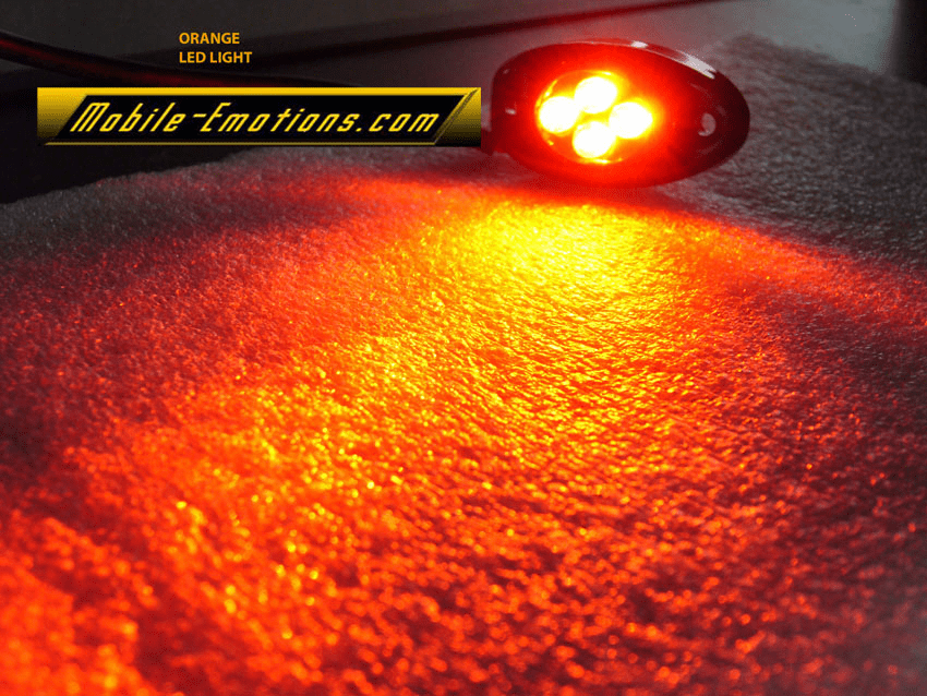 4 LED ORANGE Motorcycle & Car Lights - CLUSTER LEDS