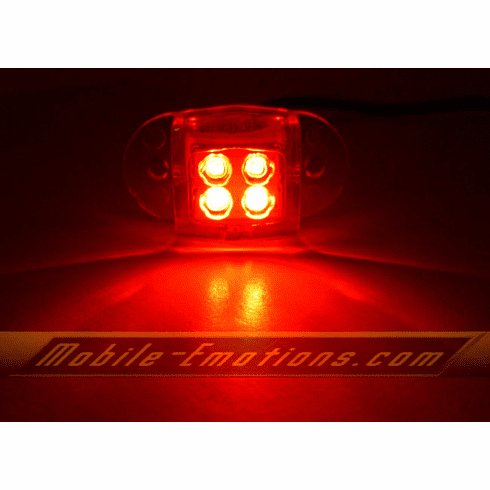 4 LED RED Motorcycle & Car Lights - Neon Glow from LEDS (Clear Case Design)
