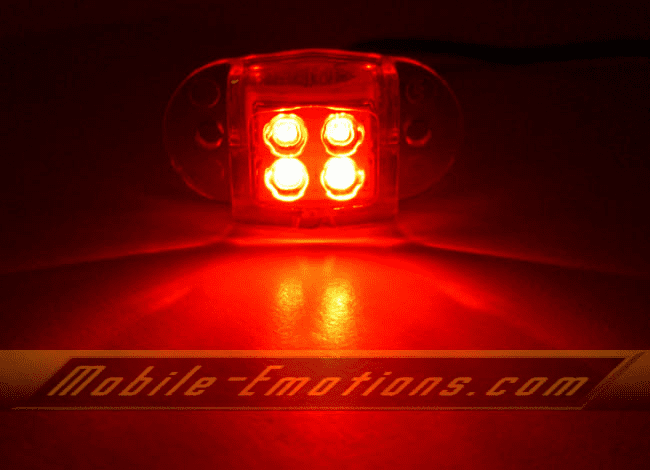4 LED RED Motorcycle & Car Lights - Neon Glow from LEDS (Clear Case Design)