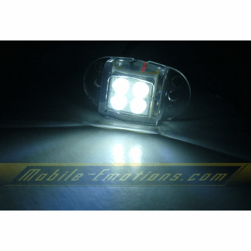 4 LED WHITE Motorcycle & Car Lights - Neon Glow from LEDS (Clear Case Design)