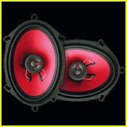 5"x 7"/6x 8 Electroplated Red Cone Two-Way Coaxial Speakers  PLRL572