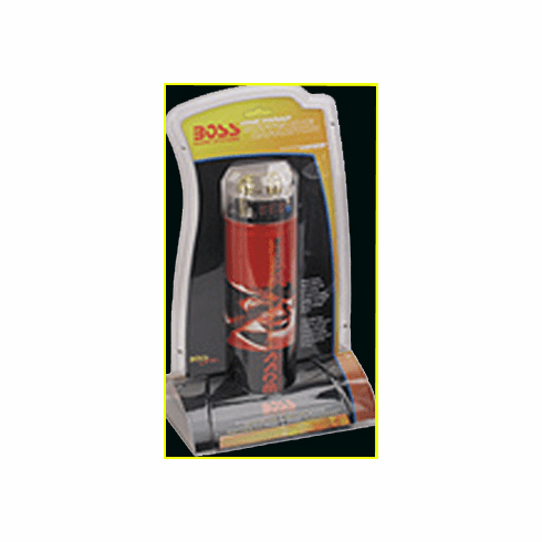 Boss 1.0 Farad Capacitor Digital LED - 1 Farad Cap Blue - Red - Chrome