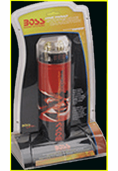 Boss 1.0 Farad Capacitor Digital LED - 1 Farad Cap Blue - Red - Chrome