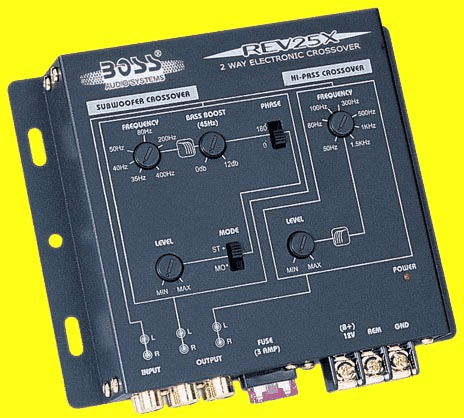 Boss 2003 REV-25X  2 Way <font color=yellow>Crossover with Remote </font color=yellow>Subwoofer Level Control