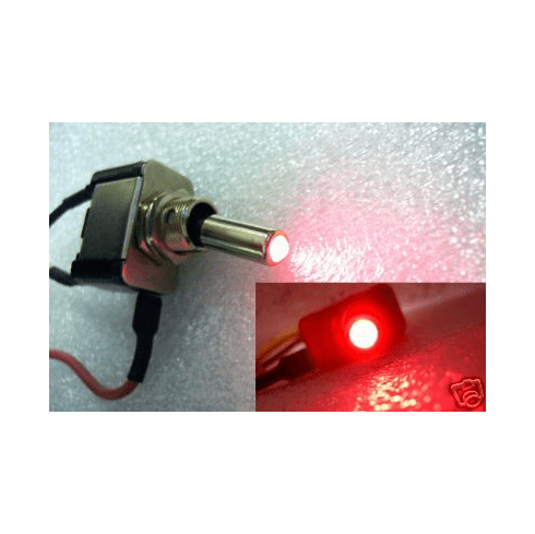CHROME Toggle Switch with LED RED - 12v Car Neon / Leds / NOS