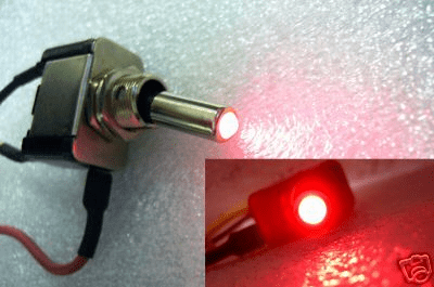 CHROME Toggle Switch with LED RED - 12v Car Neon / Leds / NOS