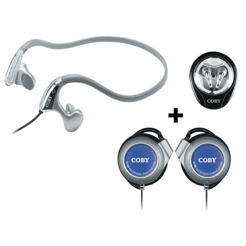 Coby CV-123 THREE-IN-ONE SUPER VALUE HEADPHONE & EARPHONES PACKAGE