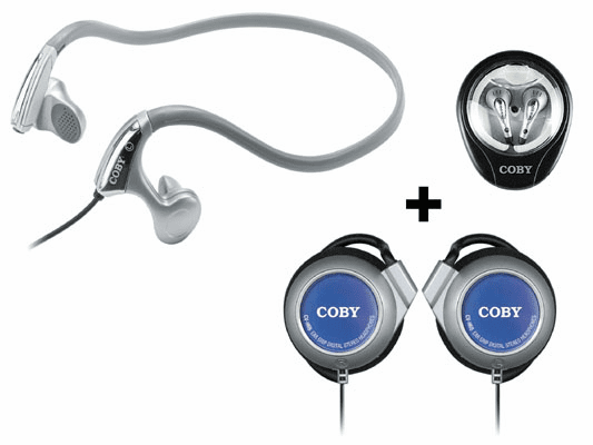Coby CV-123 THREE-IN-ONE SUPER VALUE HEADPHONE & EARPHONES PACKAGE