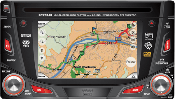 DVD InDash DBL DIN GPS Navigation w/ Touchscreen 4.3" Monitor 