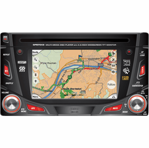 DVD InDash DBL DIN GPS Navigation w/ Touchscreen 4.3" Monitor 