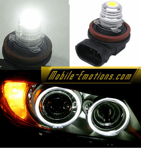 H8 Angel Eyes 7500K LED Super White Bulbs - (SET)