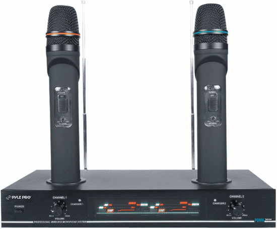Pyle 2 Channel VHF Wireless Microphone System PDWM3000