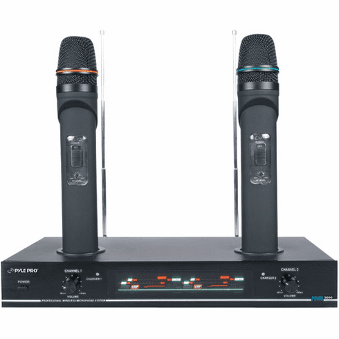 Pyle 2 Channel VHF Wireless Microphone System PDWM3000