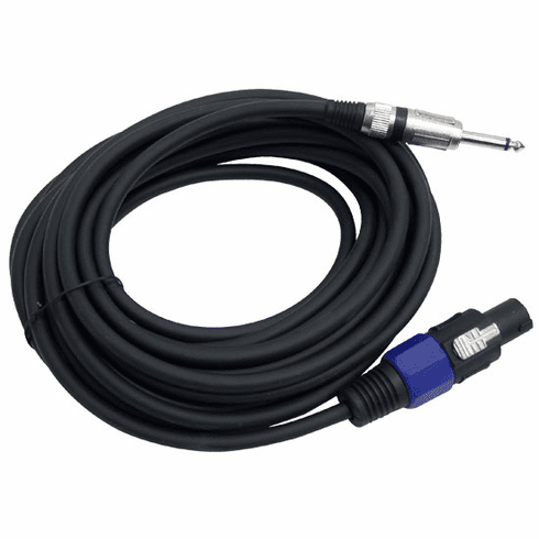 Pyle 30ft, 12 Gauge Professional Stage Speaker Cable to 6.35 Jack Cable (Speakon to 1/4") PPSJ30