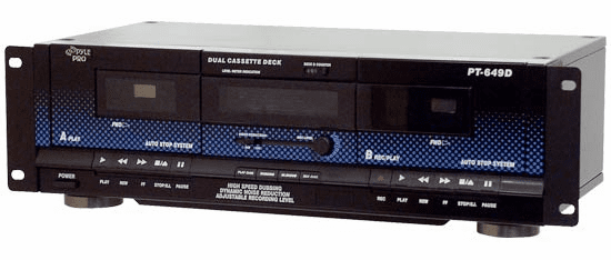 Pyle Dual Cassette Deck Rack Mount PT649D