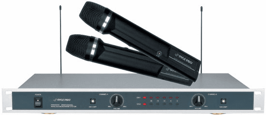 Pyle Dual UHF PLL Diversity Synthesized Wireless Microphones with 20 Selectable Channels PDWM6000