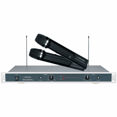 Pyle Dual UHF PLL Diversity Synthesized Wireless Microphones with 20 Selectable Channels PDWM6000