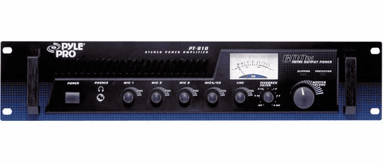 Pyle Pro 100 WATT RACK MOUNT POWER AMP/MIC MIXER PT610