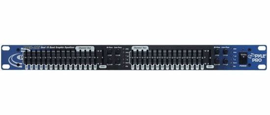Pyle Two Channel 15 Band 2/3 Octave Graphic Equalizer PPEQ215