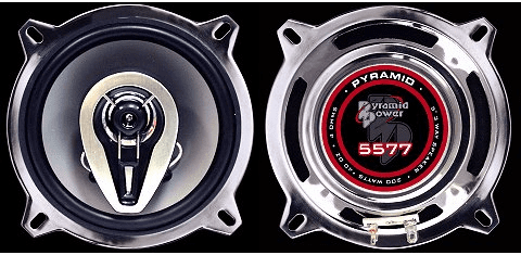 Pyramid 5577     5 1/4 3-Way Triaxial Speaker w/Chrome Basket & Cone