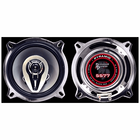 Pyramid 5577     5 1/4 3-Way Triaxial Speaker w/Chrome Basket & Cone