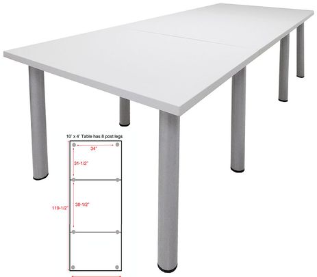 10' x 4' White Conference Table