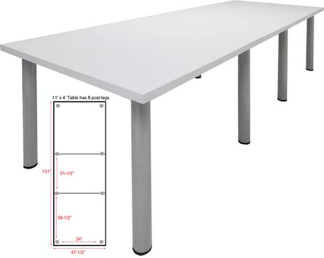 11' x 4' White Conference Table