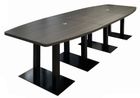 12' x 4' Boat Shape Conference Table with Black Steel Bases