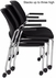 300 lb. Capacity Black Padded Mobile Stacking Guest Chair w/Armrests