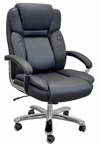 Black Top Grain Leather 500 Lbs. Capacity Desk Chair with 24