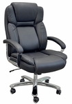 Black Top Grain Leather 500 Lbs. Capacity Desk Chair with 24&quotW Seat