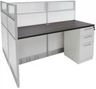 60&quotW x 49&quotD x 48&quotH White Laminate Washable Double Add-On Cubicle