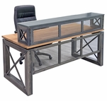 Xdustrial Series 66&quotW x 30&quotD Solid Hardwood and Raw Frame Reception Desk