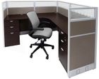 72&quot x 72&quot x 48&quotH Value Series Complete L-Shaped Office Cubicle w/Files - Starter Unit