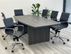 8' Charcoal Boat Shaped Table w/ 6 Black Modern Classic Chairs Set