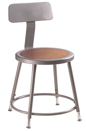 Adj. Height Heavy-Duty Lab/Shop Stools w/Backrest - 19