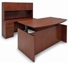 Adjustable Height Bow Front U-Shaped Desk w/Hutch in Cherry