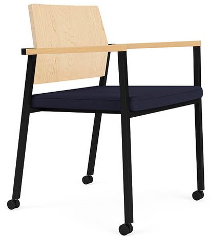 Avon Plywood Back / Fabric Seat Stackable Guest Chair on Casters - Standard Fabric or Vinyl