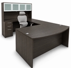 Charcoal Woodgrain Laminate Conference U-Shaped Workstation w/Hutch