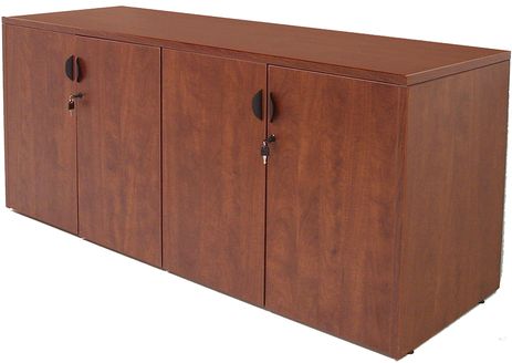 Cherry Laminate 4-Door Locking Storage Credenza