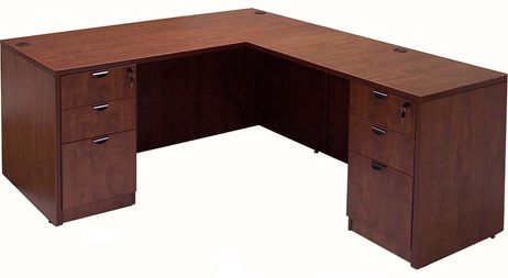 Cherry Laminate Rectangular Executive L-Desk 
