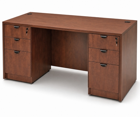 Cherry Laminate Rectangular Manager's Desk w/6 Drawers