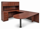 Cherry Peninsula U-Shaped Workstation w/Hutch 