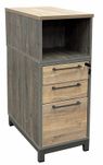 Desert Oak & Smoked Timber Tall Freestanding Box/Box/File Pedestal With Open Storage