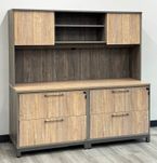 Desert Oak & Smoked Timber 63&quot Lateral File Credenza with Hutch
