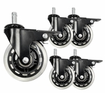 Upgrade Set of 5 3&quot Rubber In-Line Locking Office Chair Casters with 350 lb. Capacity - FREE with $500 Purchase!