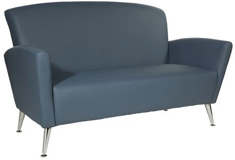 Mid-Century Style Vinyl Loveseat with Chrome Legs