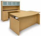 Adjustable Height Bow Front U-Shaped Desk w/Hutch in Maple